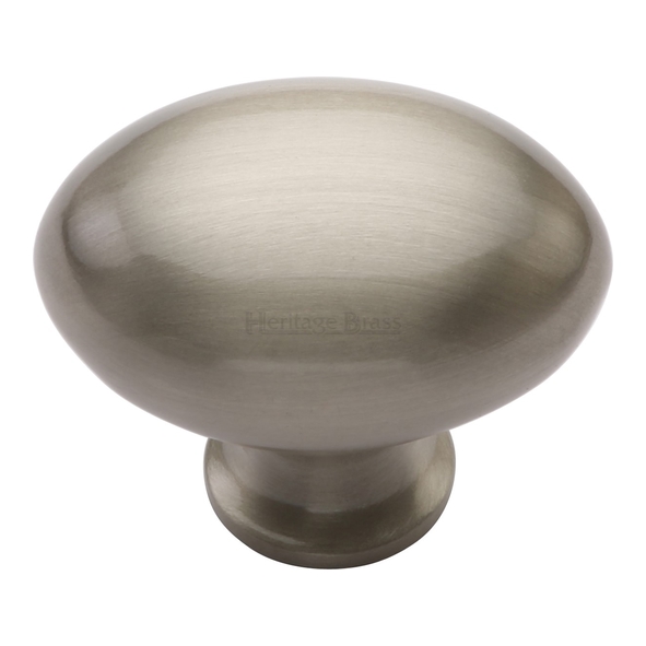 C114 32-SN • 32 x 15 x 28mm • Satin Nickel • Heritage Brass Oval Cabinet Knob